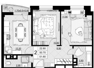 Продажа 2-ком. квартиры, 51.6 м2, Анапа