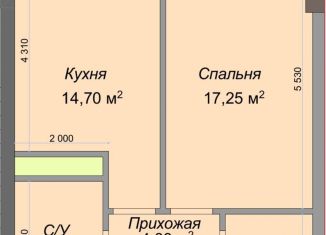 1-комнатная квартира на продажу, 46.8 м2, Нальчик, улица Атажукина, 10Б