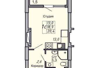 Продам однокомнатную квартиру, 20.4 м2, Волгоградская область