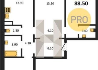 Продаю 3-комнатную квартиру, 88.5 м2, Новосибирская область