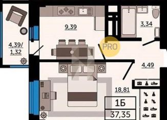 Продаю 1-комнатную квартиру, 37.4 м2, Ростовская область