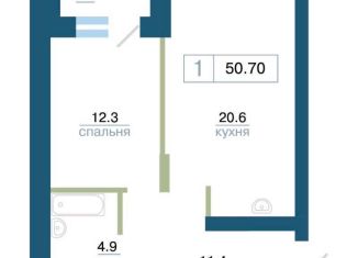 Продам 1-ком. квартиру, 50.7 м2, Красноярский край, улица Профсоюзов, 2