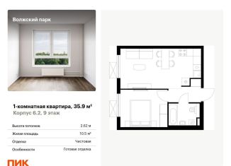 1-комнатная квартира на продажу, 35.9 м2, Москва, станция Новохохловская