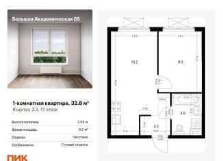 Продам 1-комнатную квартиру, 32.8 м2, Москва, жилой комплекс Большая Академическая 85, к3.1, ЖК Большая Академическая 85