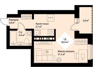 Продам квартиру студию, 37 м2, Екатеринбург, метро Проспект Космонавтов