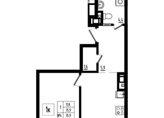 Продам 1-комнатную квартиру, 35.9 м2, Ярославль, Фрунзенский район