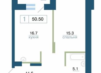 1-ком. квартира на продажу, 50.5 м2, Красноярский край, улица Профсоюзов, 1