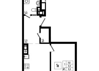 Продается 1-комнатная квартира, 35.9 м2, Ярославль, Фрунзенский район