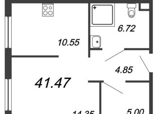 Продаю однокомнатную квартиру, 41.5 м2, Санкт-Петербург, проспект Большевиков, уч3, метро Ломоносовская