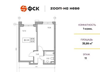 Продаю однокомнатную квартиру, 36 м2, Санкт-Петербург