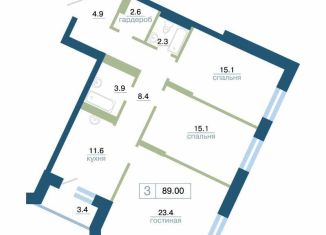 Продаю 3-комнатную квартиру, 89 м2, Красноярский край, улица Профсоюзов, 1