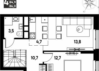 Продам 4-ком. квартиру, 86 м2, деревня Кондратово