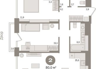 2-ком. квартира на продажу, 80 м2, Новосибирск, улица Аэропорт, 88