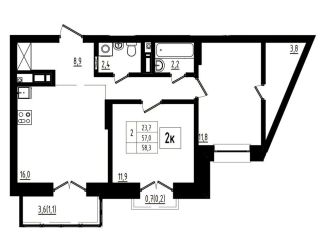 Продаю 2-ком. квартиру, 58.3 м2, Ярославль