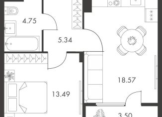 Продаю 1-комнатную квартиру, 45.7 м2, Тула, Зареченский территориальный округ, улица Карпова, 103А