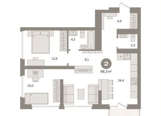 2-комнатная квартира на продажу, 68.3 м2, Москва, ЮВАО