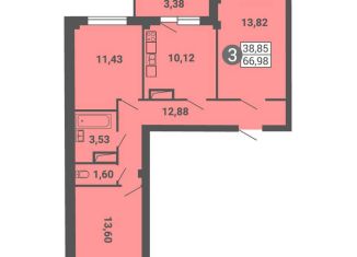 Продам трехкомнатную квартиру, 67 м2, Архангельск, территориальный округ Майская горка