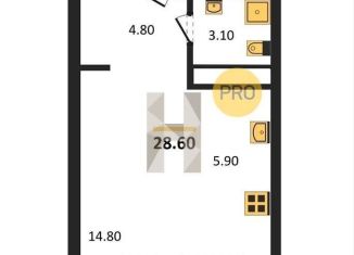 Продаю квартиру студию, 28.6 м2, Воронеж, Ленинский район, площадь Ленина