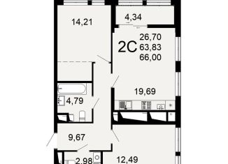 Продается двухкомнатная квартира, 66 м2, Рязань, Льговская улица, 8