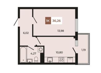 Продается 1-комнатная квартира, 36.3 м2, поселок Темерницкий, ЖК Темерницкий