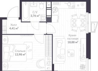 Продам 1-ком. квартиру, 41 м2, Ленинградская область