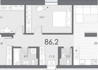 Продается 3-комнатная квартира, 86.2 м2, Тюмень