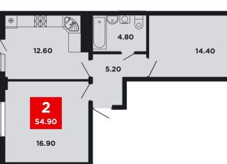 Продается 2-ком. квартира, 54.9 м2, Краснодар, Конгрессная улица, лит22, Прикубанский округ