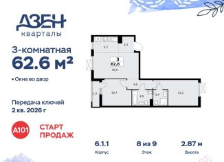 Продается 3-ком. квартира, 62.6 м2, ДСК Актер, ДСК Актер, 6с1