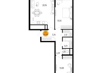 Продается 2-ком. квартира, 70 м2, Рязань