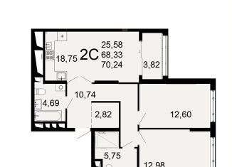 Продается двухкомнатная квартира, 70.2 м2, Рязань, Октябрьский район, Льговская улица, 8