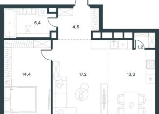 Продам однокомнатную квартиру, 56 м2, Москва, ЖК Левел Причальный, жилой комплекс Левел Причальный, 10к2