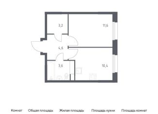 Продам 1-комнатную квартиру, 33.4 м2, Москва, жилой комплекс Эко Бунино, 15