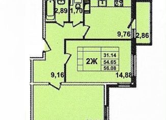 2-комнатная квартира на продажу, 55 м2, городской посёлок Янино-1, 7-я линия, 1