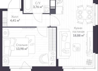 Продажа 1-ком. квартиры, 41.6 м2, Ленинградская область