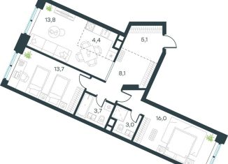 Продаю двухкомнатную квартиру, 67.8 м2, Москва, ЖК Левел Причальный, Причальный проезд, 10к2