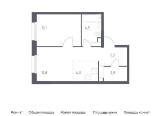 Продажа 1-комнатной квартиры, 38.7 м2, Москва, жилой комплекс Эко Бунино, 15