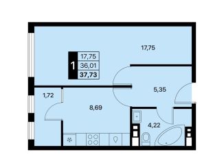 Продаю 1-ком. квартиру, 37.7 м2, Крым