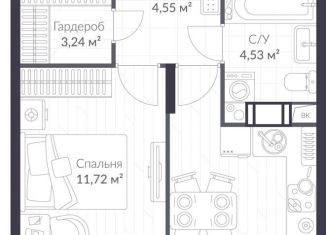 Продаю 1-комнатную квартиру, 39.7 м2, Ленинградская область