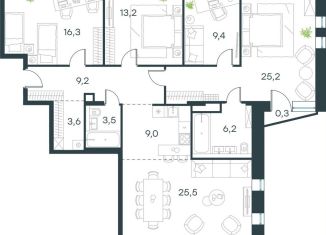 4-комнатная квартира на продажу, 124.2 м2, Москва, метро Спартак, Волоколамское шоссе, 81/2с2