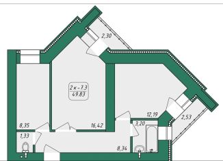 Продажа 2-комнатной квартиры, 52.3 м2, Томск, Нижний переулок, 51