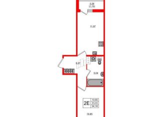 Продается однокомнатная квартира, 33.2 м2, Мурино, Графская улица, 6к3