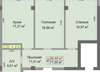 Продаю двухкомнатную квартиру, 71.2 м2, Нальчик, улица Героя России Т.М. Тамазова, 3