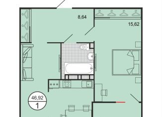 Продажа однокомнатной квартиры, 46.8 м2, Краснодарский край