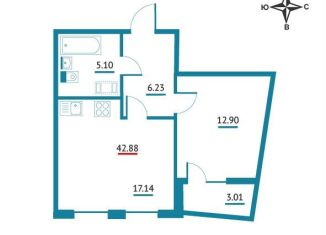 Продажа однокомнатной квартиры, 42.9 м2, Ленинградская область