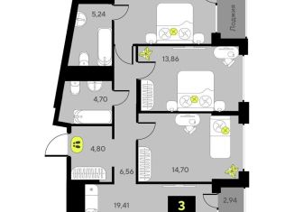 Продается 3-комнатная квартира, 88.9 м2, Тюменская область