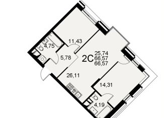 Продается 2-комнатная квартира, 66.6 м2, Тульская область, Хлебная площадь