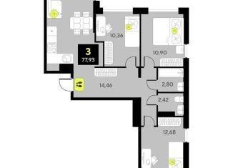 3-ком. квартира на продажу, 77.9 м2, Тюменская область