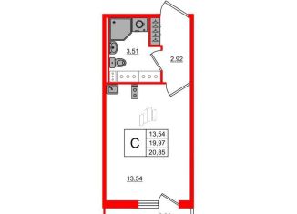 Продам квартиру студию, 19.9 м2, Мурино, Графская улица, 6к3