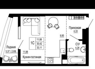 Продажа квартиры студии, 33 м2, Ростов-на-Дону, ЖК Донская Слобода, Привокзальная улица, 3В