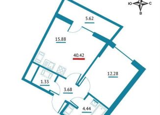 Продается 1-ком. квартира, 40.4 м2, Ленинградская область